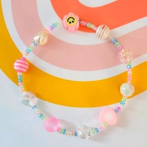 90s beaded bracelet handmade w/ glass & clay beads